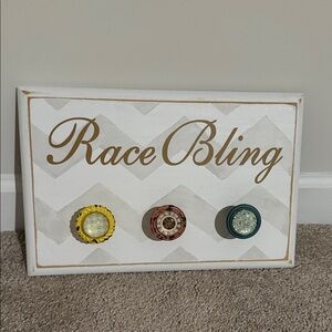 Race Bling Gold and White Wall Decor to hang medals